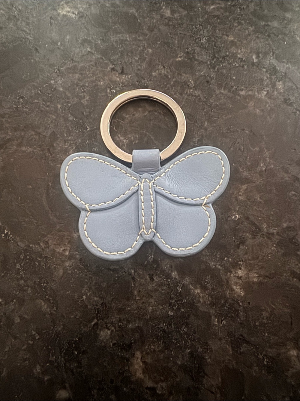 Coach Butterfly Leather Keyring in Light Blue - Vintage